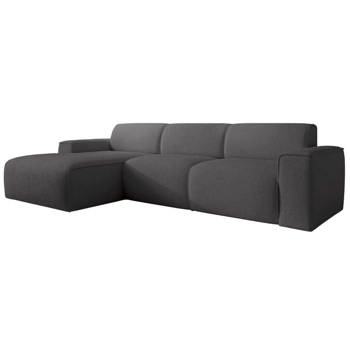 ECKSOFA Bouvi Dunkelgrau links - Dunkelgrau/Schwarz, Kunststoff/Textil (310/165cm) - Selsey
