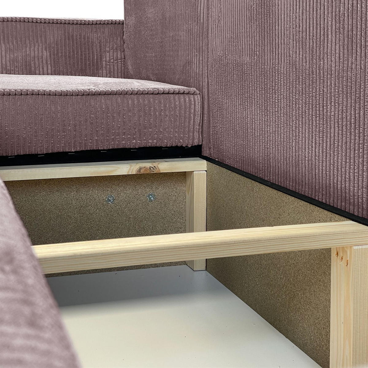 ECKSOFA Gepolstertes CARLO XL Cord mit Schlaffunktion und Bettkasten, Poso 27 - Rosa, Textil (277/143cm) - Lookway