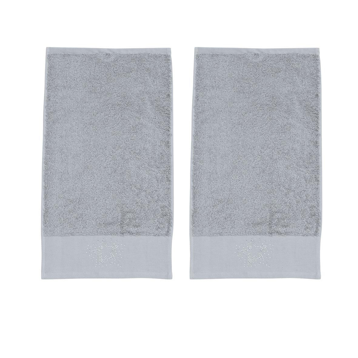 GÄSTEHANDTÜCHER Black Line Stone Star silber 2er Set - Hellgrau, Textil (30/50cm) - done