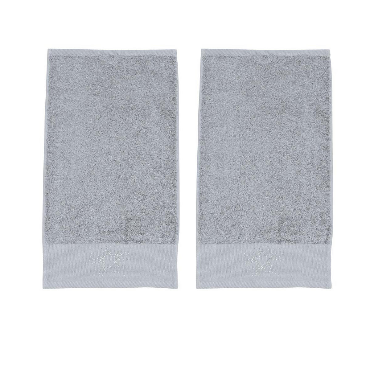 GÄSTEHANDTÜCHER Black Line Stone Star silber 2er Set - Hellgrau, Textil (30/50cm) - done