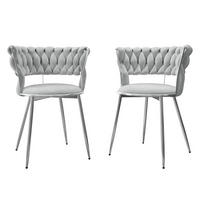 STUHL 2er-Set Muz DC-1141/CM (2 Stück in Samt) - Chromfarben/Grau, Textil/Metall (57/74/52cm) - MIRJAN24