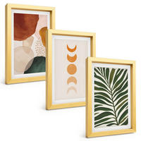BILDER SET 3er Set - 20x30 cm Goldrahmen - Abstrakte Blattformen - Goldfarben, Kunststoff (20/30cm) - TULUP