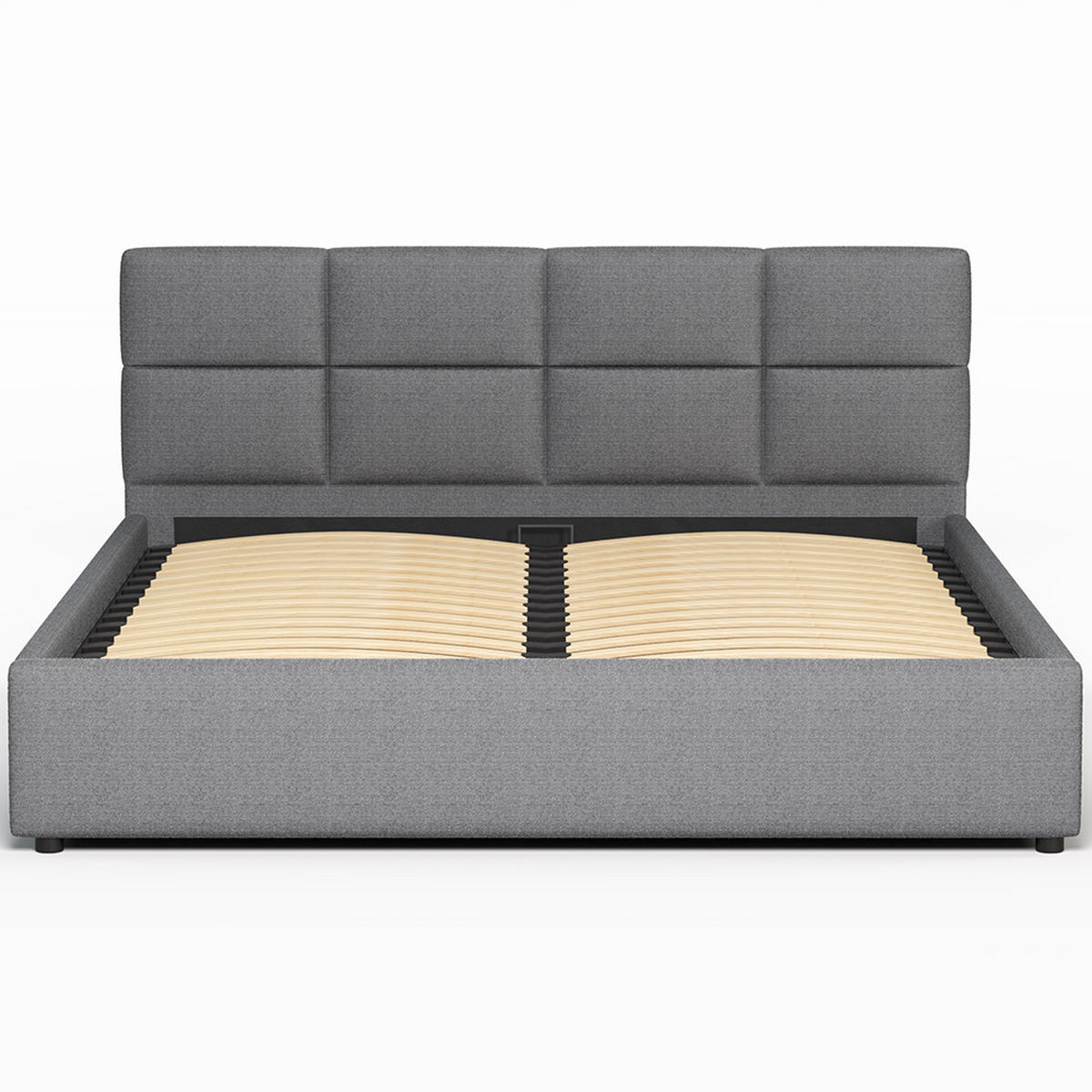 POLSTERBETT 160×200 mit Bettkasten und Lattenrost Mika 028-28 Grau Geflochten - Grau, Holz/Textil (160/200cm) - Jana