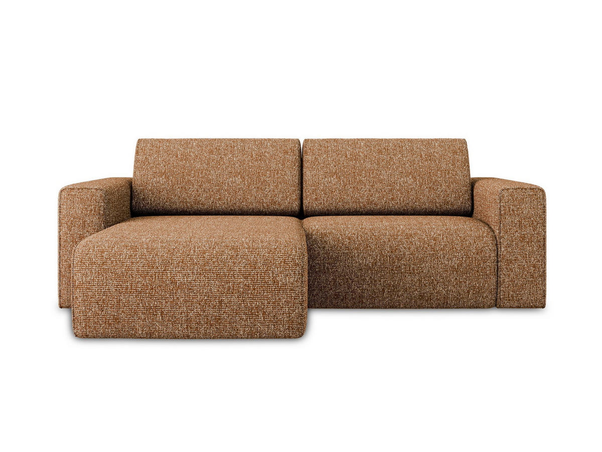 ECKSOFA Links Strukturstoff Stoff Orange - Terra cotta/Schwarz, Kunststoff/Textil (167/224cm) - Makamii