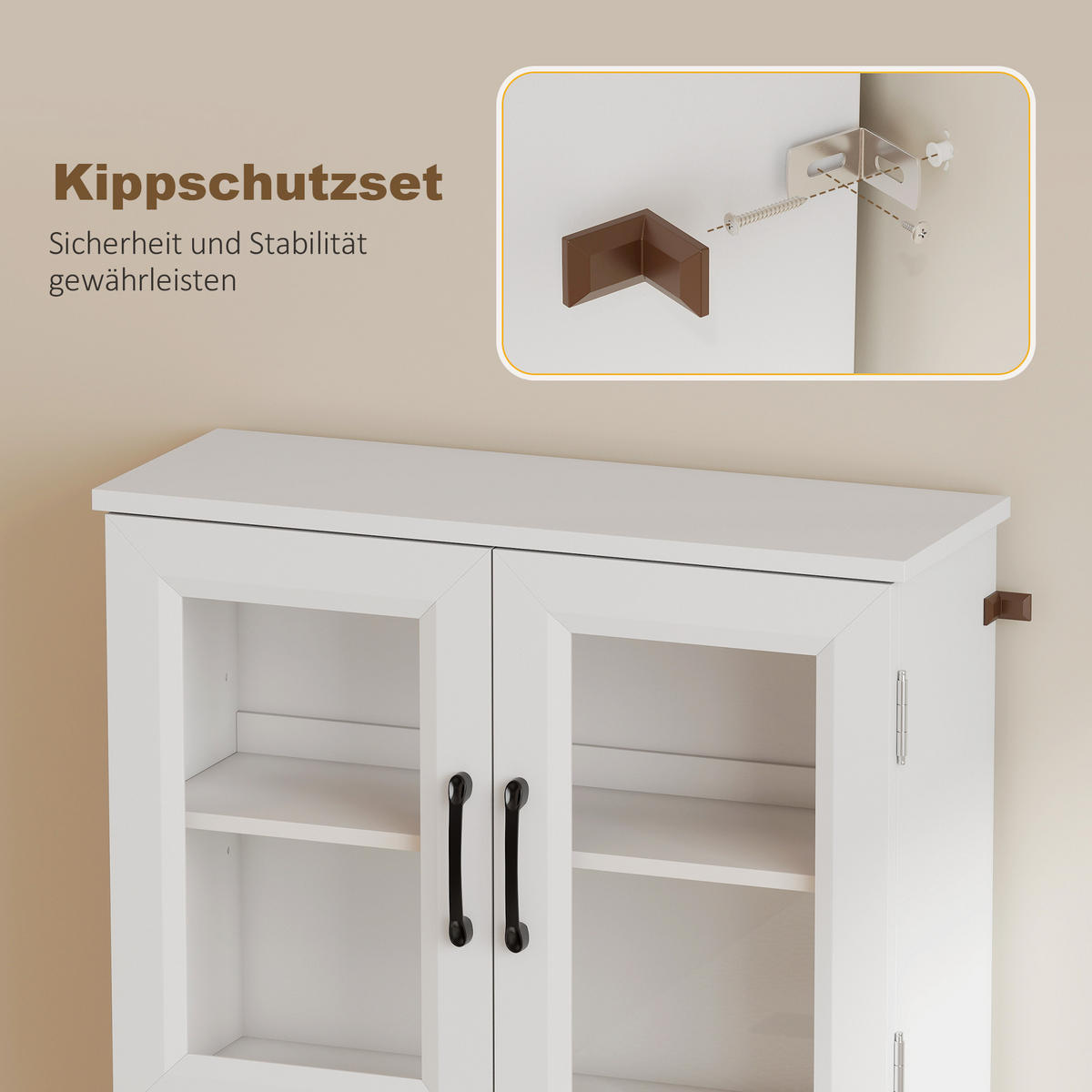 KÜCHENSCHRANK Buffetschrank mit 4 Türen Arbeitsplatte 60 x 39,5 x 180 cm Weiß - Schwarz/Weiß, Holzwerkstoff/Metall (39.5/180/60cm) - HOMCOM