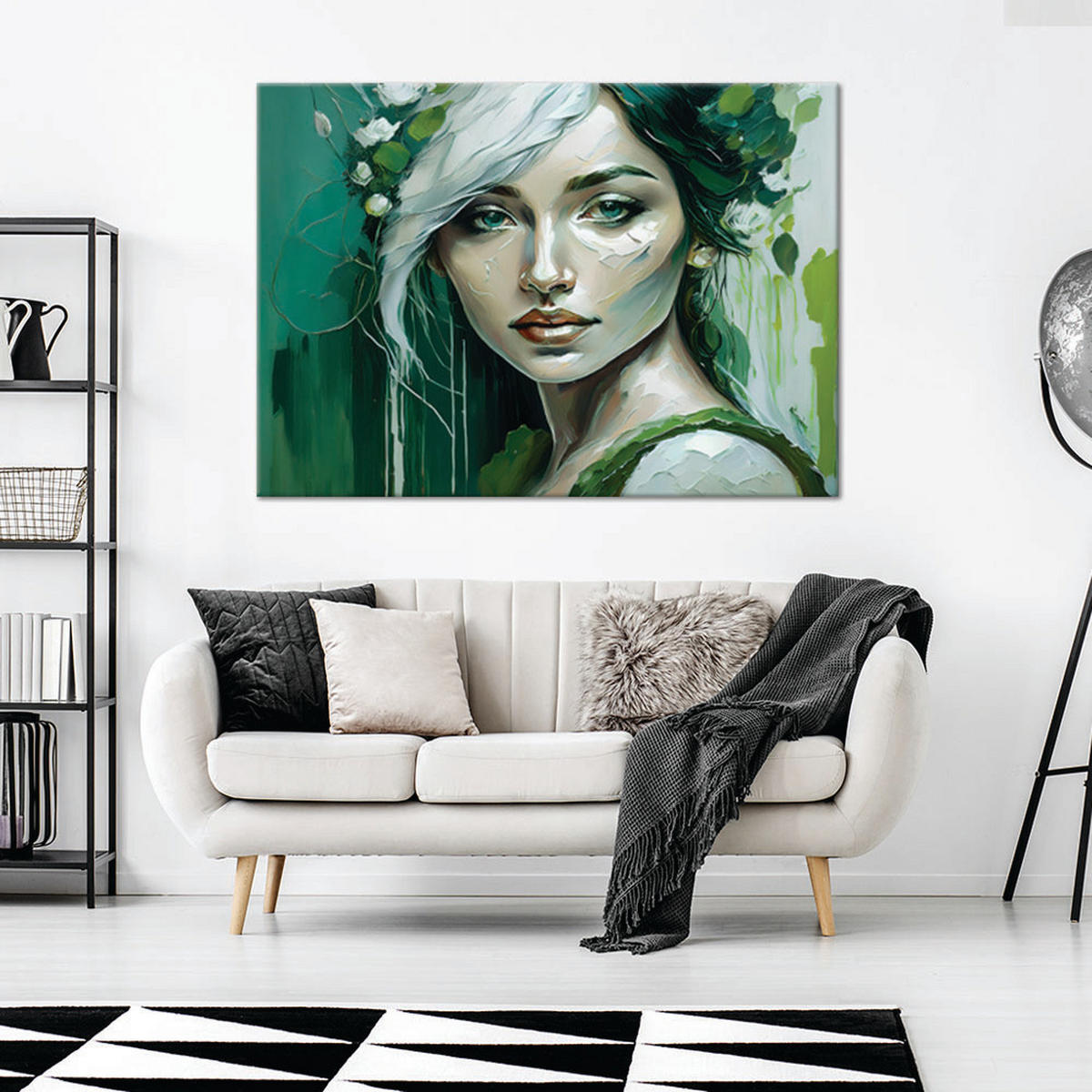 WANDBILD weiblicher glamour grün - Grün, Textil (60/40cm) - Feeby