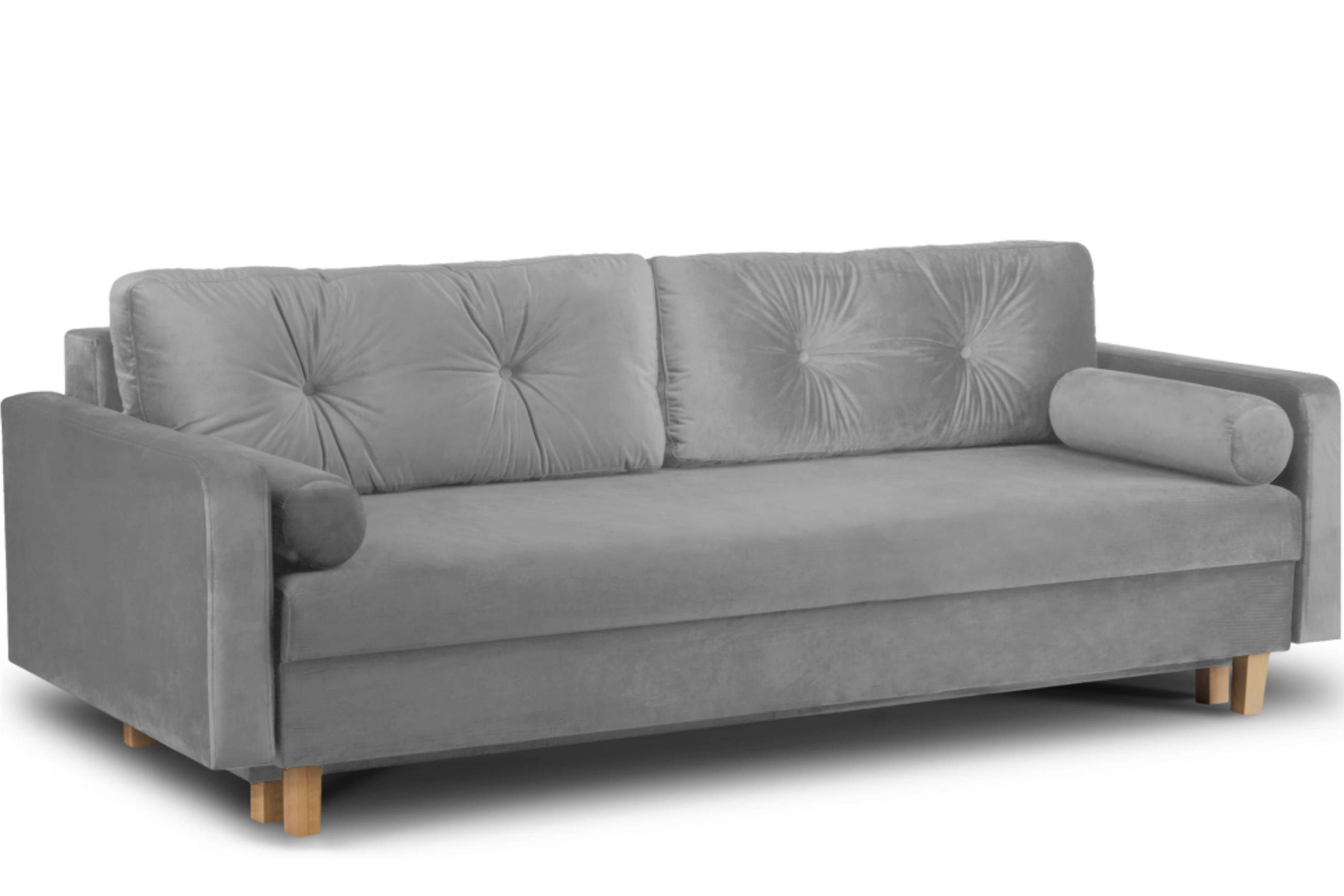 3-SITZER-SCHLAFSOFA ERISO mit weiche Sitzfläche und hohe Rückenlehne, Velour-Stoff, grau - Braun/Grau, Textil (220/80/100cm) - KONSIMO®