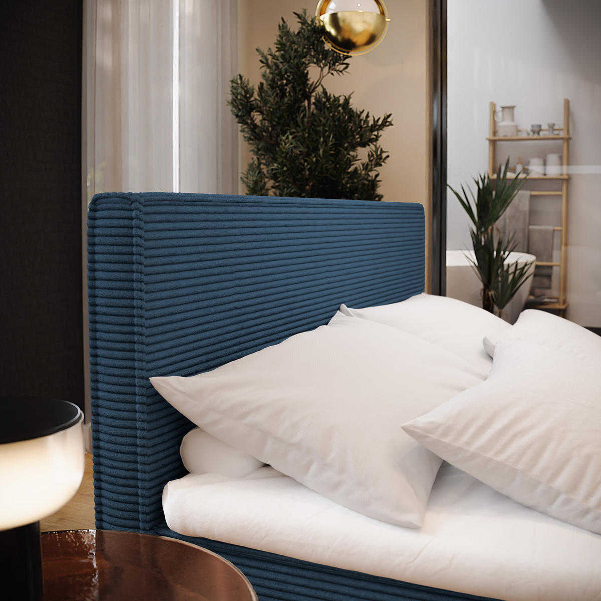 BOXBETT PELLIO 140x200 cm mit Matratze und Topper - Blau - Blau, Holz (140/200cm) - MASSENO