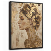 LEINWAND Bilder mit Rahmen - Frau - Gold - Abstrakt - Textur - 30x40 - Goldfarben, Textil (30/40cm) - MuchoWow