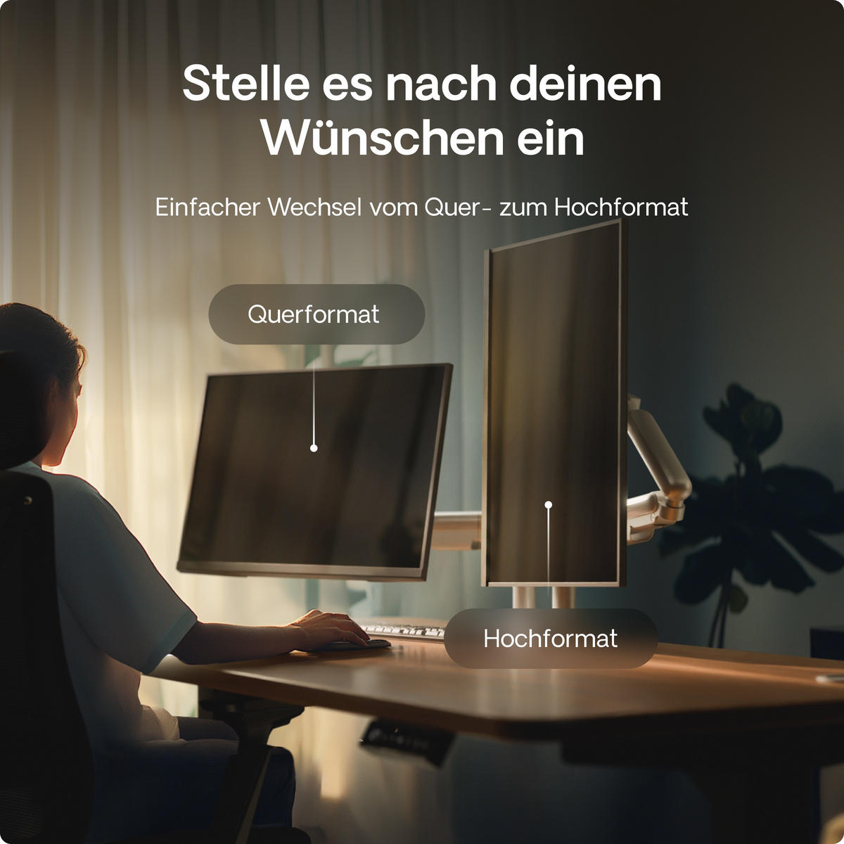 MONITORHALTERUNG, Weiß, Tischhalterung für 2 Monitore 17"-32", VESA 75x75mm, VESA 100x100mm - Schwarz, Kunststoff/Metall (95/12.4/62.3cm) - Desktronic