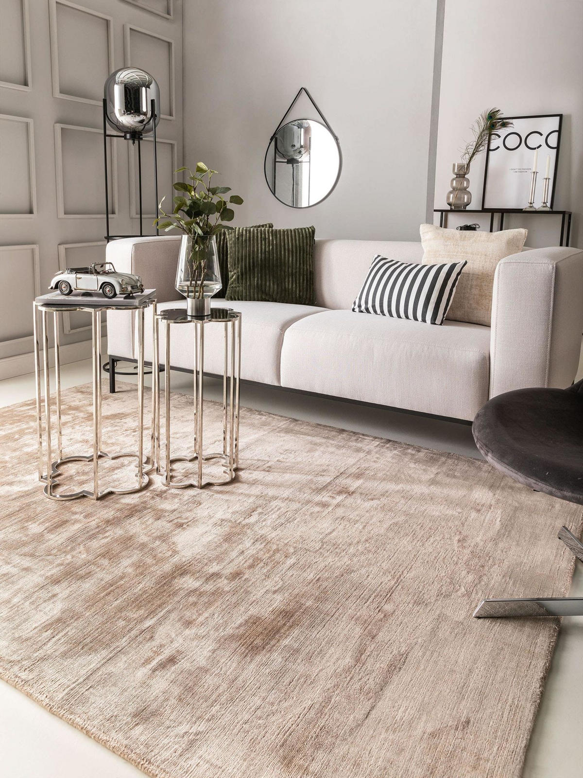 VISKOSETEPPICH Nela Taupe 160x230 cm - Taupe, Textil (160/1cm) - KUNSTLOFT