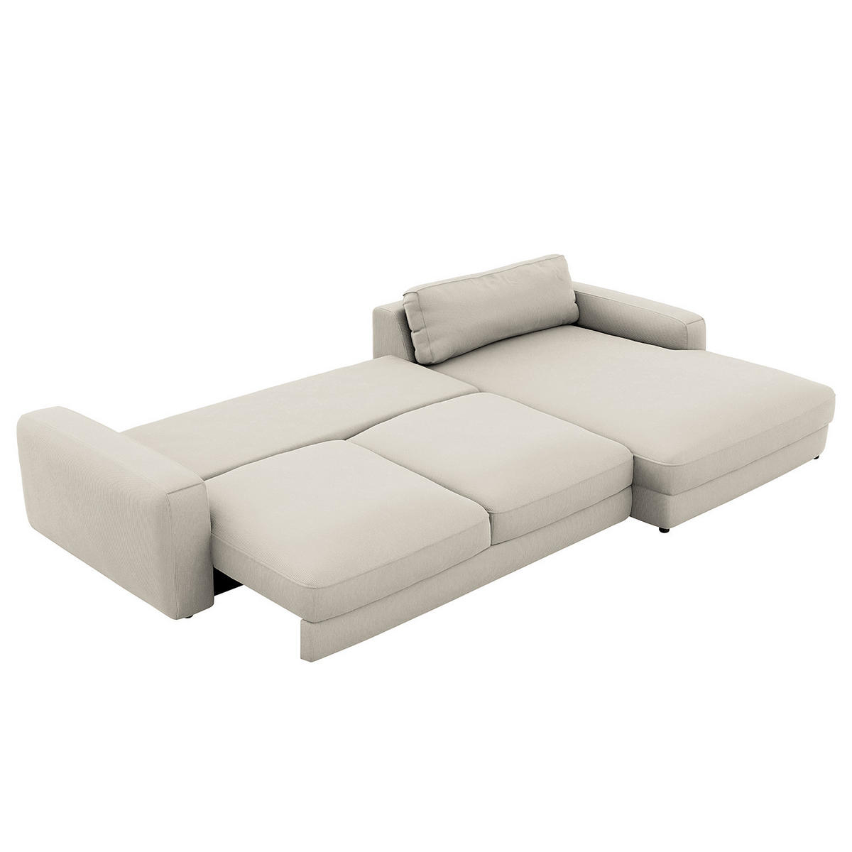 ECKSOFA mit Schlaffunktion - Hellgrau, Kunststoff/Textil (303/176cm) - home24