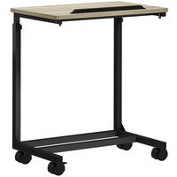 BEISTELLTISCH in C-Form, Höhenverstellbarer Couchtisch mit Rollen Weiß - Eichefarben, Metall (55/36/82.5cm) - HOMCOM