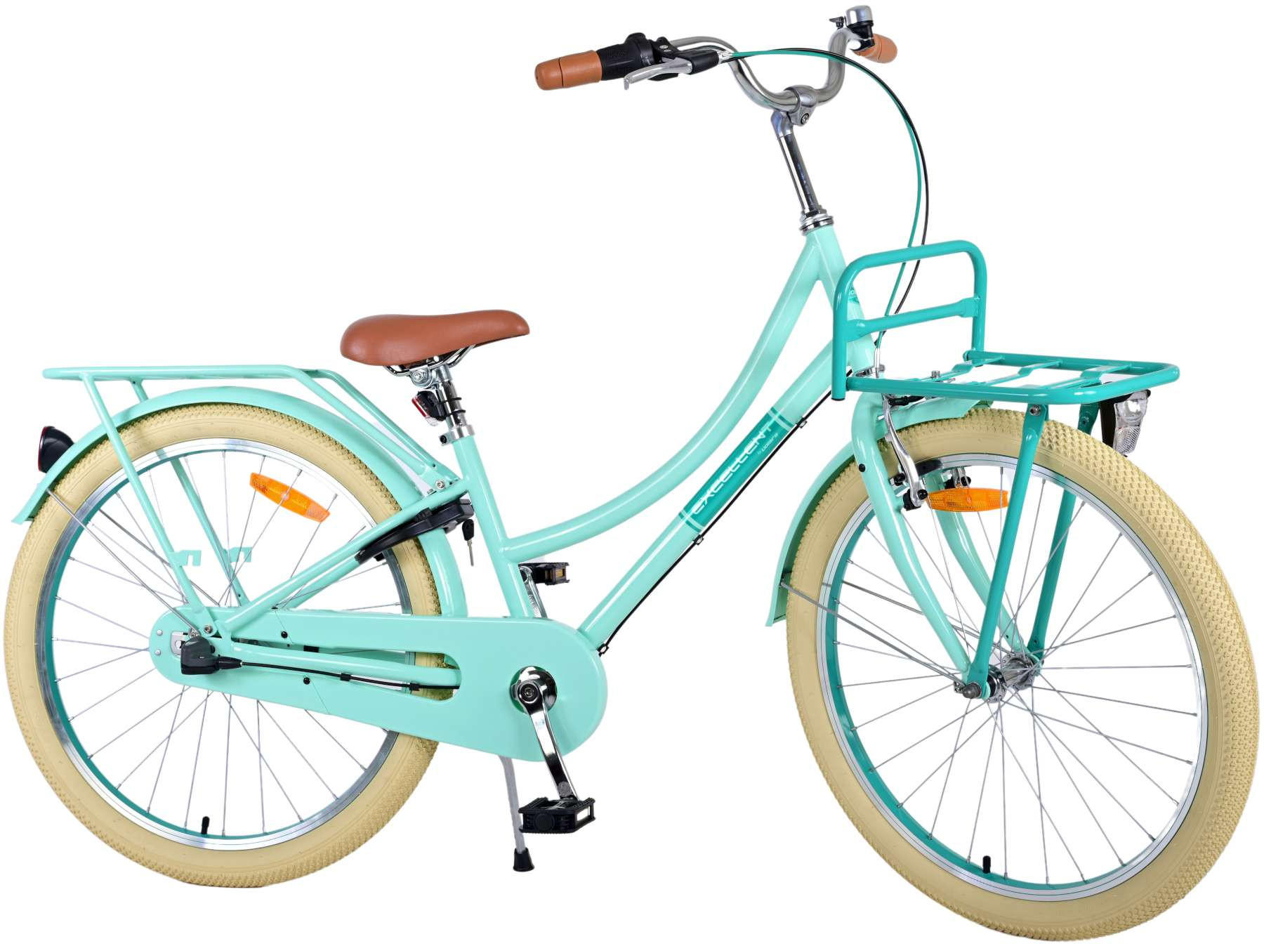 KINDERFAHRRAD Excellent - Mädchen - 24 Zoll - 3 Gänge - Rücktritt + Handbremse - Grün - Grün, Metall (65cm) - TPFSports