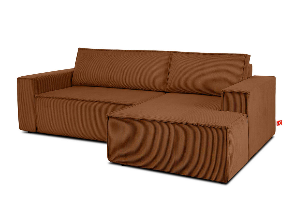 ECKSCHLAFSOFA-RECHTS NAPI in Pet Friendly Cord-Stoff, rot - Rot/Schwarz, Textil (262/148cm) - KONSIMO®