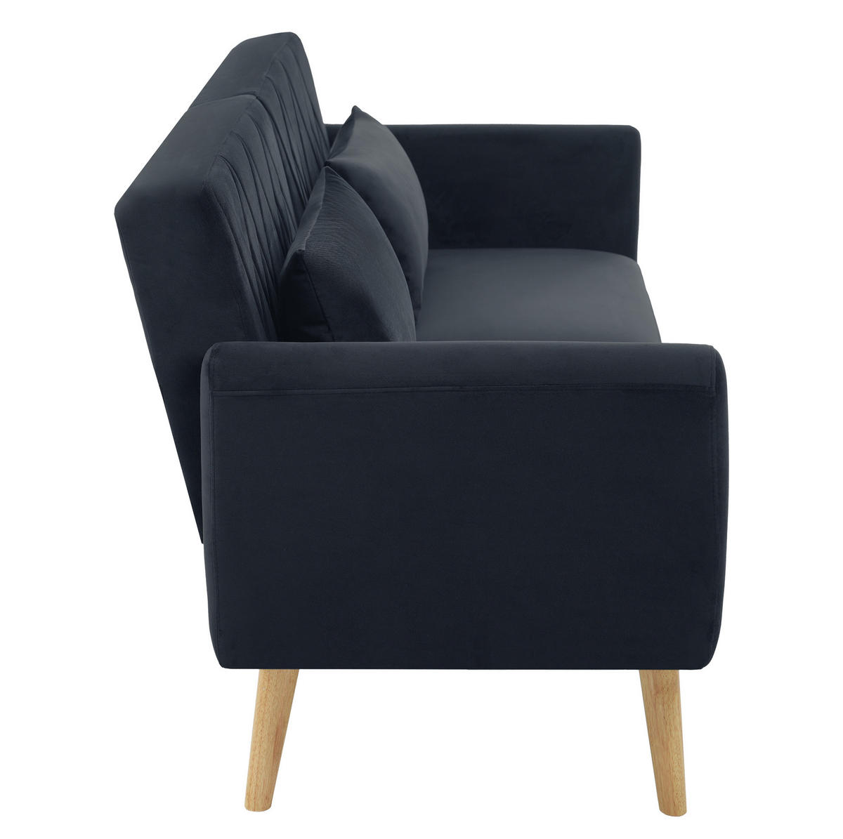 SCHLAFSOFA aus Samt 180x75x82 cm Schwarz mit verstellbarer Rückenlehne, 5-fach Armlehnen und 2 Kissen - Schwarz, Textil (75/82/180cm) - Modfu