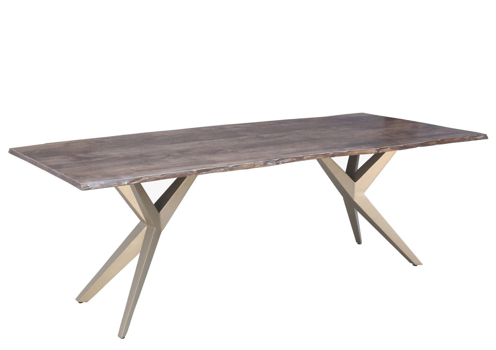 BAUMTISCH Akazie 200x100x76 grau lackiert Beine silber matt FREEFORM 4 #44 - Silberfarben/Grau, Holz (100/200/76cm) - Massivmoebel24