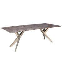 BAUMTISCH Akazie 200x100x76 grau lackiert Beine silber matt FREEFORM 4 #44 - Silberfarben/Grau, Holz (100/200/76cm) - Massivmoebel24
