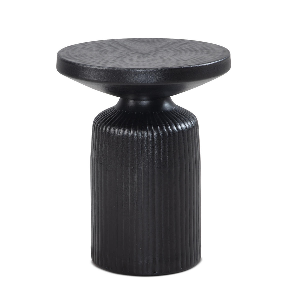 BEISTELLTISCH – Rund Schwarz 40x40x50 cm Hammerschlag Design - Schwarz, Metall (40/40/50cm) - KADIMA DESIGN