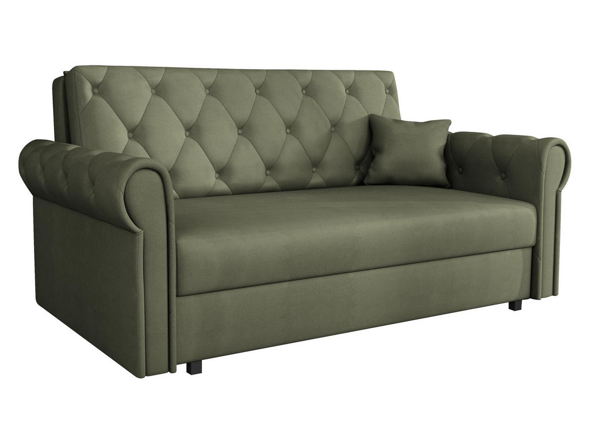 SCHLAFSOFA Viva Roma III - Dunkelgrün/Schwarz, Holz/Textil (168/85/98cm) - MIRJAN24