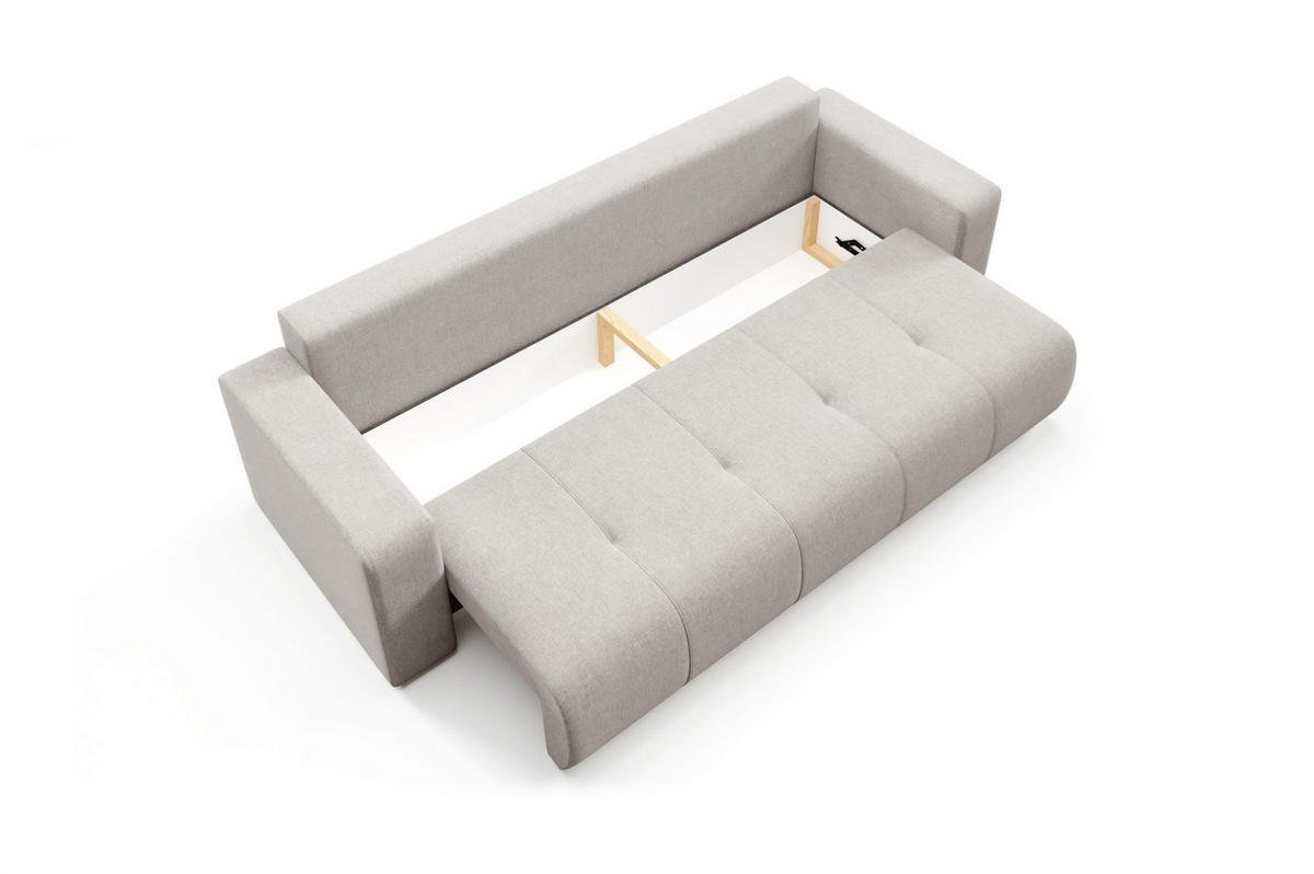 SCHLAFSOFA Augusto - Hellgrau, Holzwerkstoff/Textil (244/82/102cm) - Fun Möbel