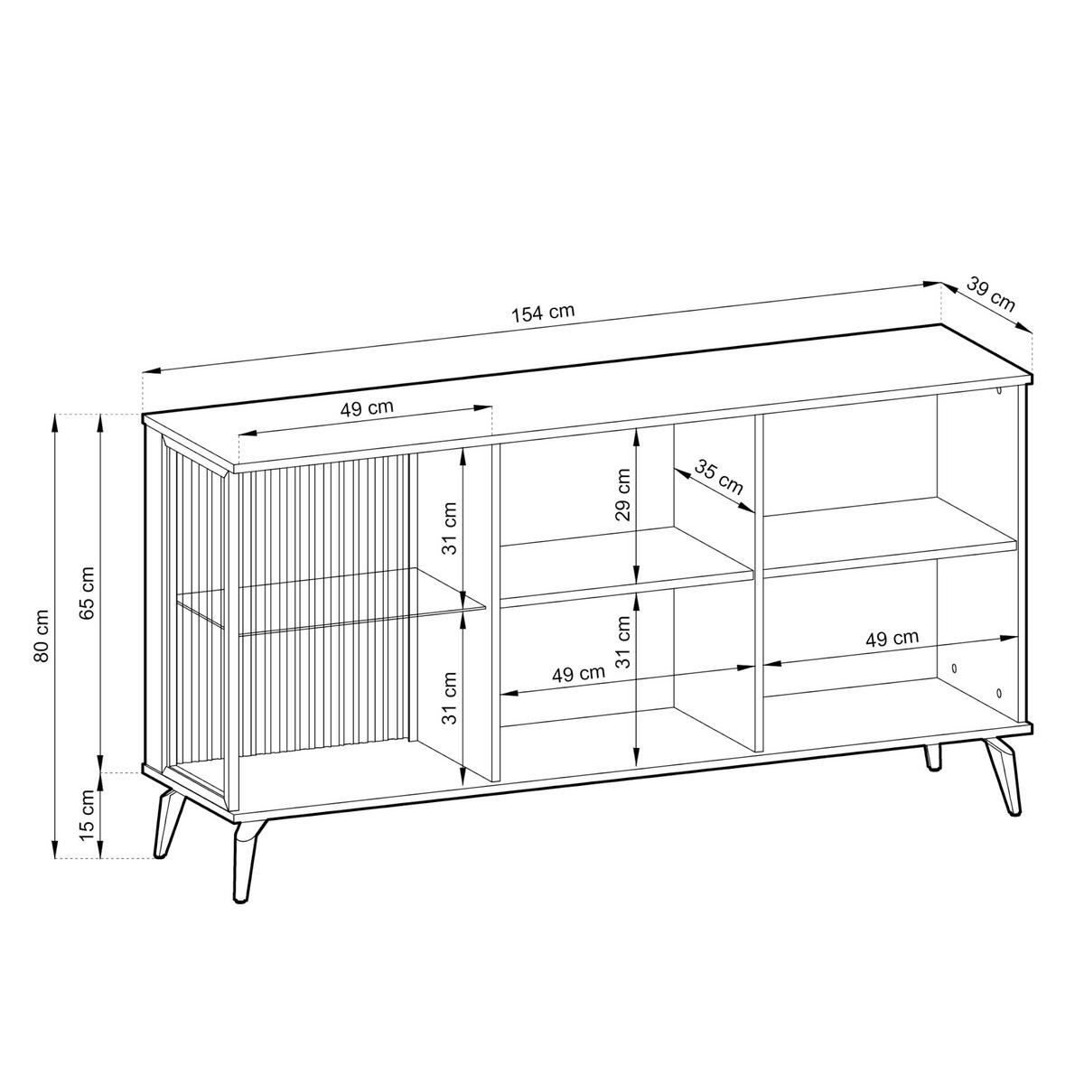 SIDEBOARD DAWSON KOM1 Profilierte Fronten Eiche Walnuss Kaschmir - Kaschmir, Holzwerkstoff/Kunststoff (154/80/39cm) - Komodee