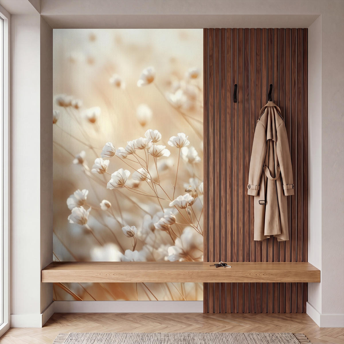 TAPETE - Wild - Blumen - Weiß - 120x200 cm - Creme, Papier (120/200cm) - OnlyWow