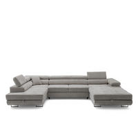 ECKSOFA U-Form WILD U Links mit Schlaffunktion 130x260 Chenille Grau - Silberfarben/Grau, Holz/Textil (350/90/203cm) - Muffo