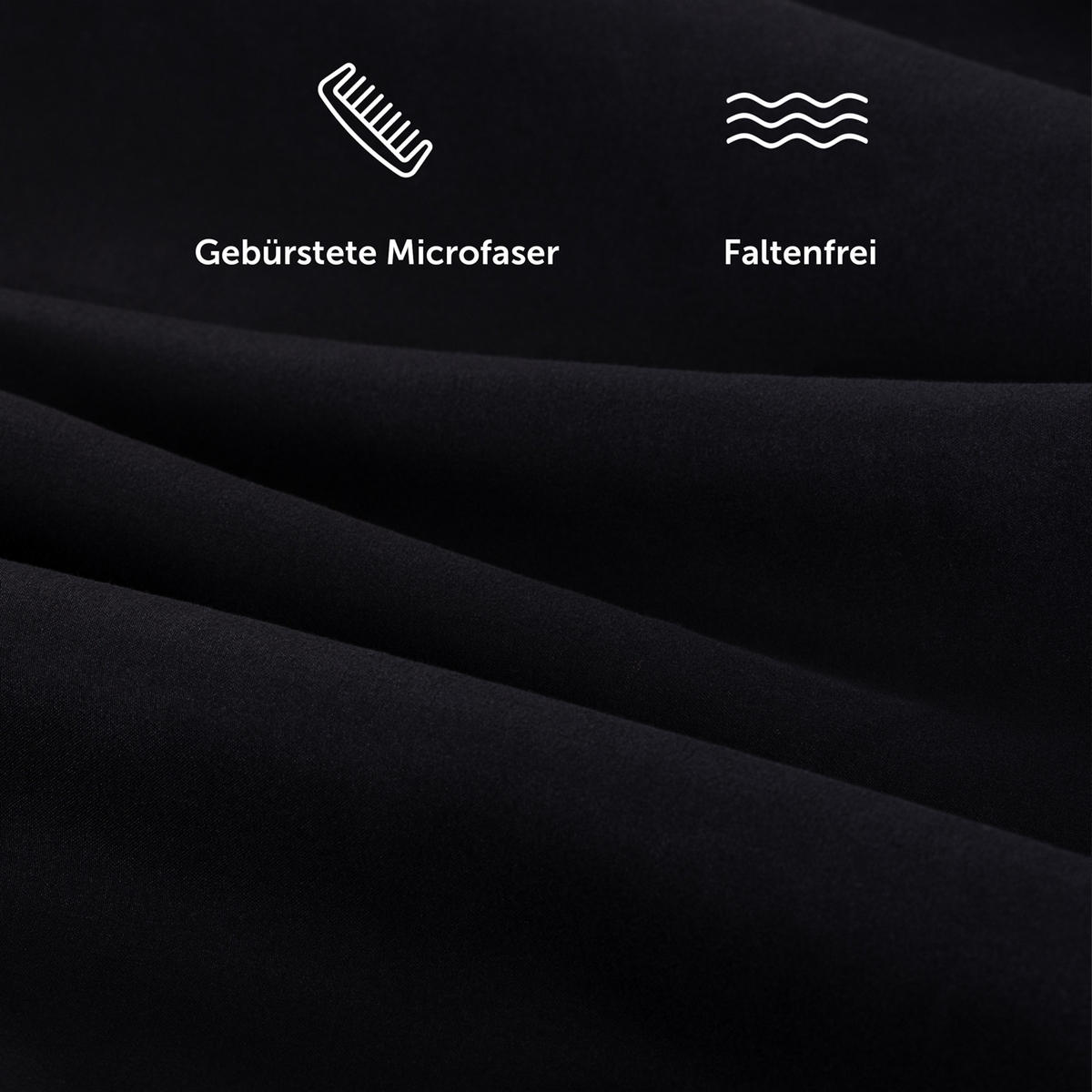 BETTWÄSCHE 3-teilig, 240/220 cm & 2x 40/80 cm, Schwarz - Schwarz, Textil (240/220cm) - Blumtal