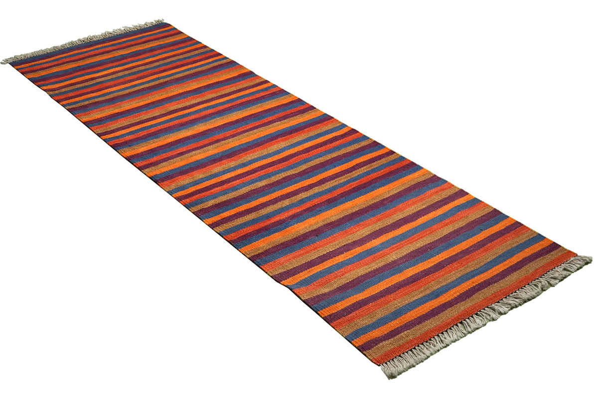 LÄUFER Gashgai Kelim Bunt 196/64 cm Schurwolle - Multicolor, Textil (64/196cm) - Looma