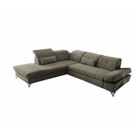 ECKSOFA mit Schlaffunktion und verstellbaren Kopflehnen - Chromfarben/Grau, Textil/Metall (275/245cm) - ed exciting design