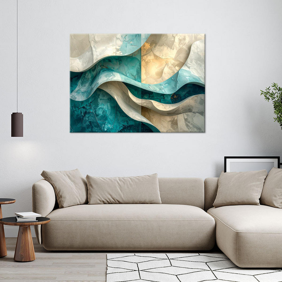 LEINWANDBILD Abstraktion 60x40cm - Türkis, Textil (60/40cm) - Feeby