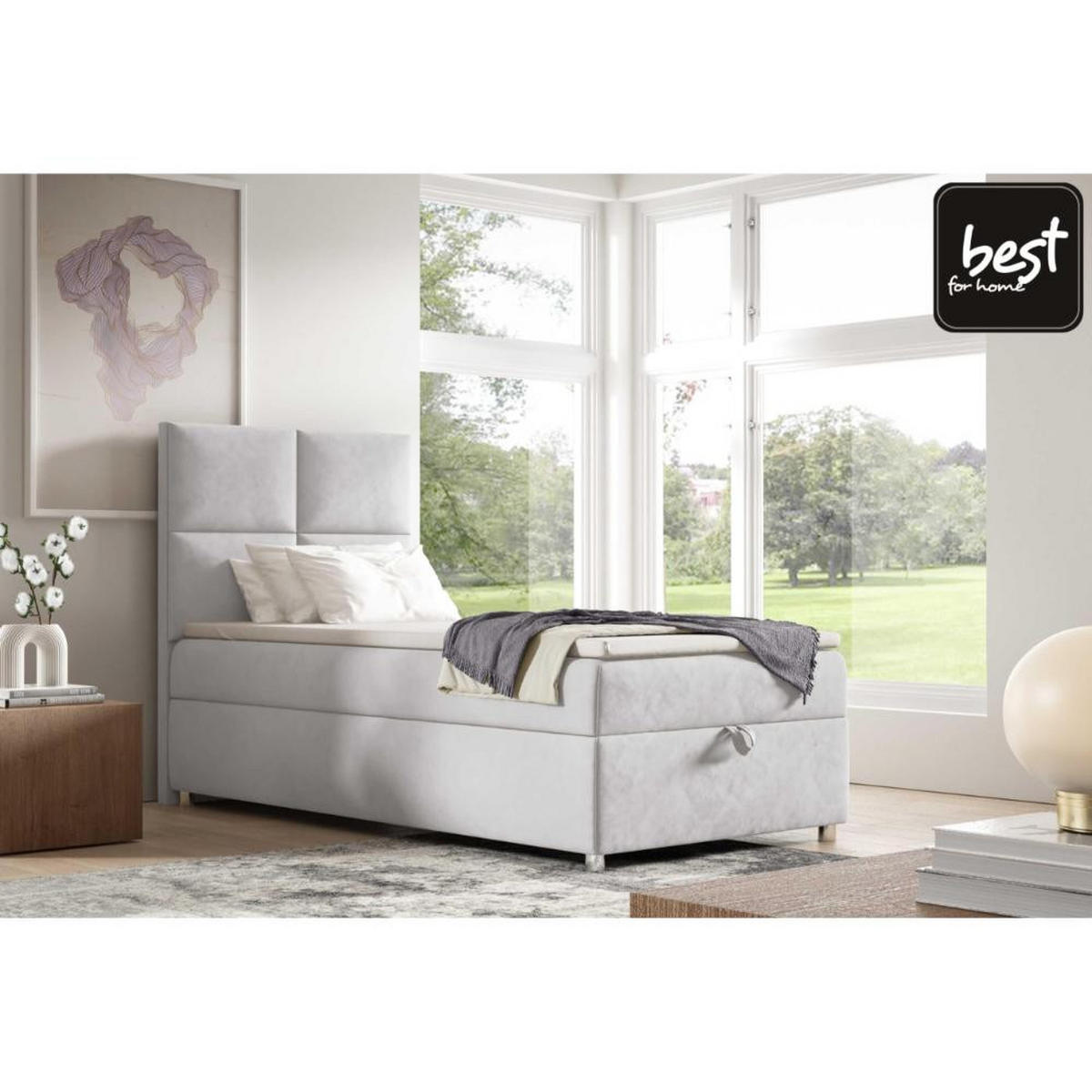 BOXBETT mit Bettkasten Trinity K2-SINGLE Bonellfederkern inkl - Silberfarben, Holz/Holzwerkstoff (100/200cm) - Best For Home