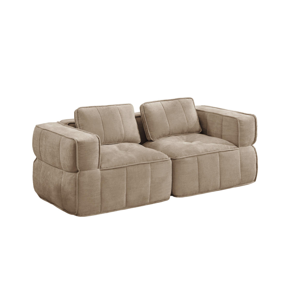 CANAPEA 2 LOCURI, minimalist, Poliester-nisipiu - taupe, material textil (93/67/198cm) - KOMHTOM
