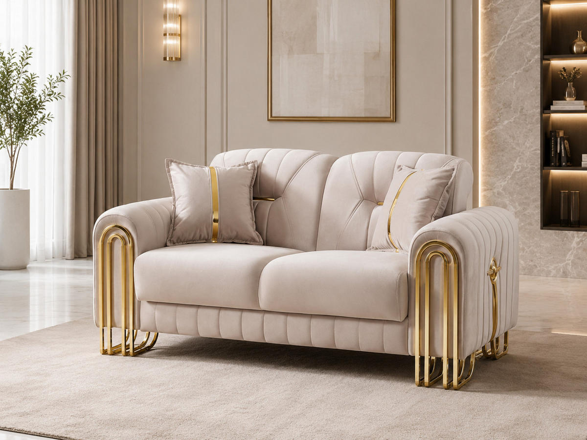 SITZGARNITUR Bogota, Beige Stellvariante 2+1 - Beige, Holzwerkstoff/Metall (175/87/98cm)