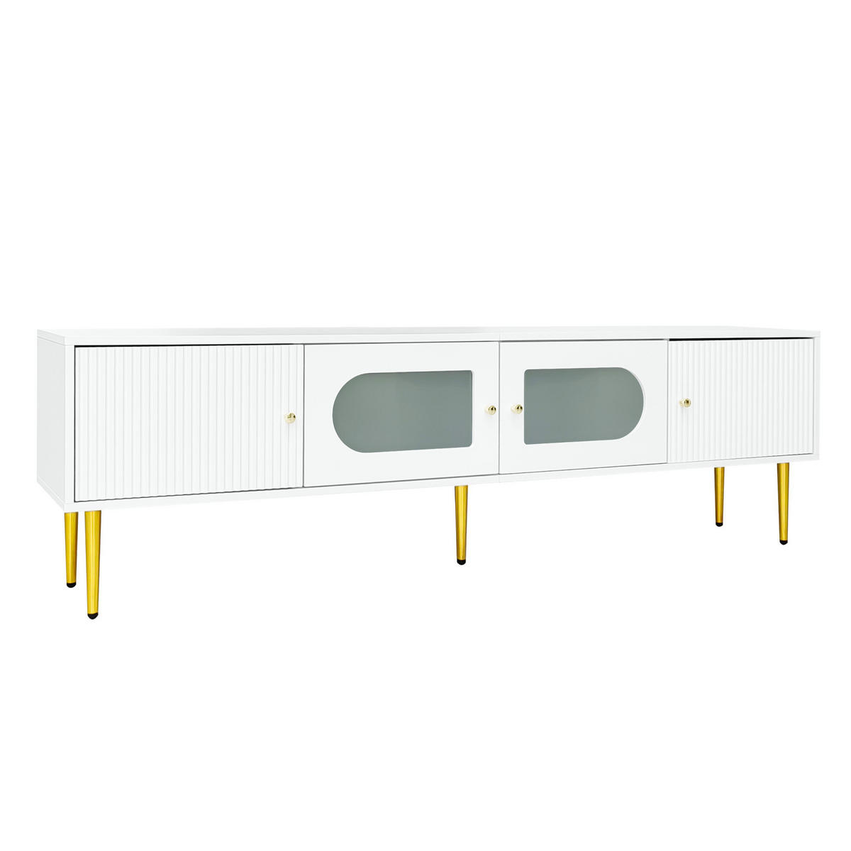 TV-SCHRANK mit 4 Türen 170 x 35 x 50 cm Weiß Spanplatte - Weiß, Holzwerkstoff (35/50/170cm) - Beauniv