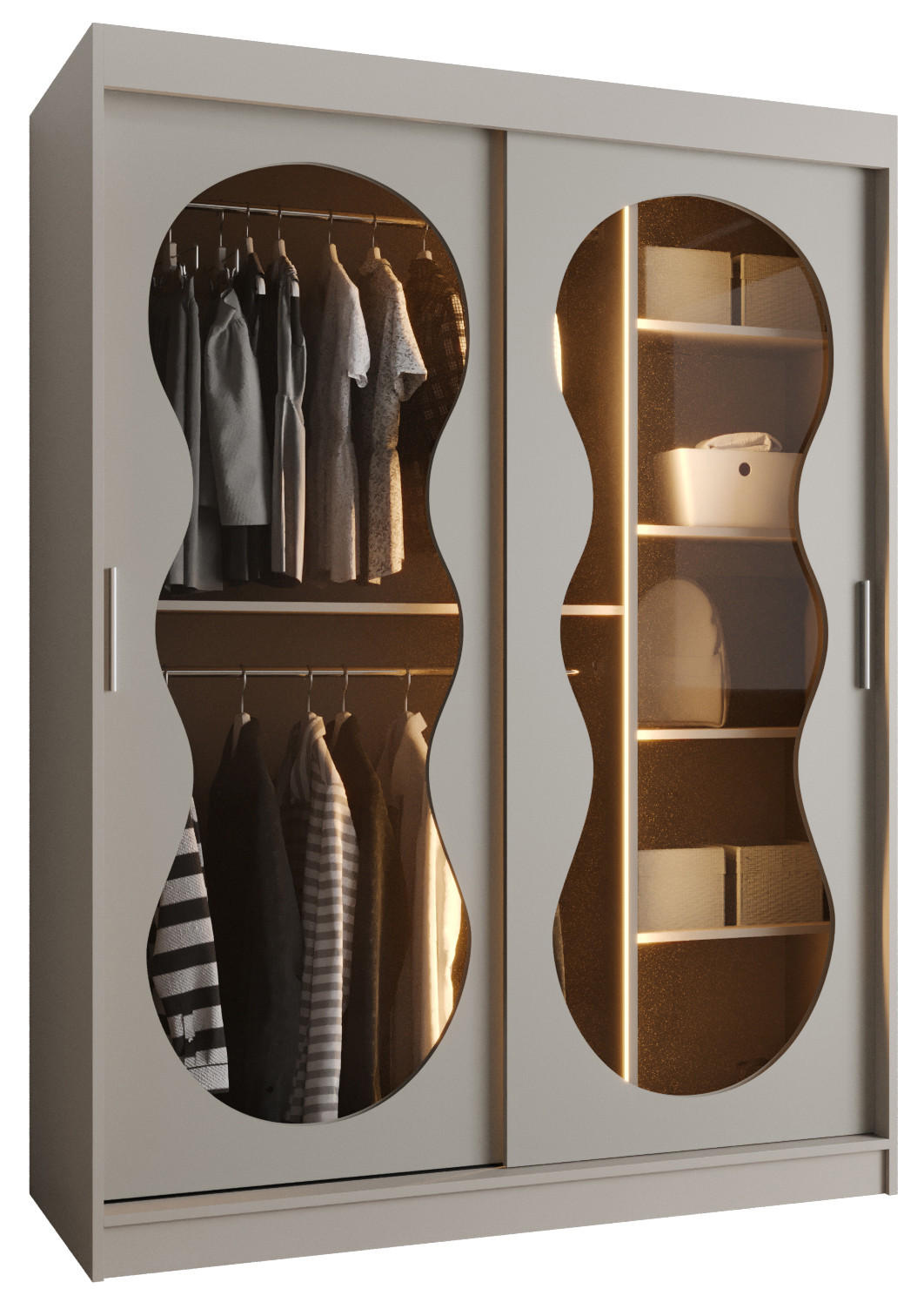 SCHWEBETÜRENSCHRANK 200/150/62 2-türig - Kaschmir, Holz (150/200/62cm) - Abiks Möbel