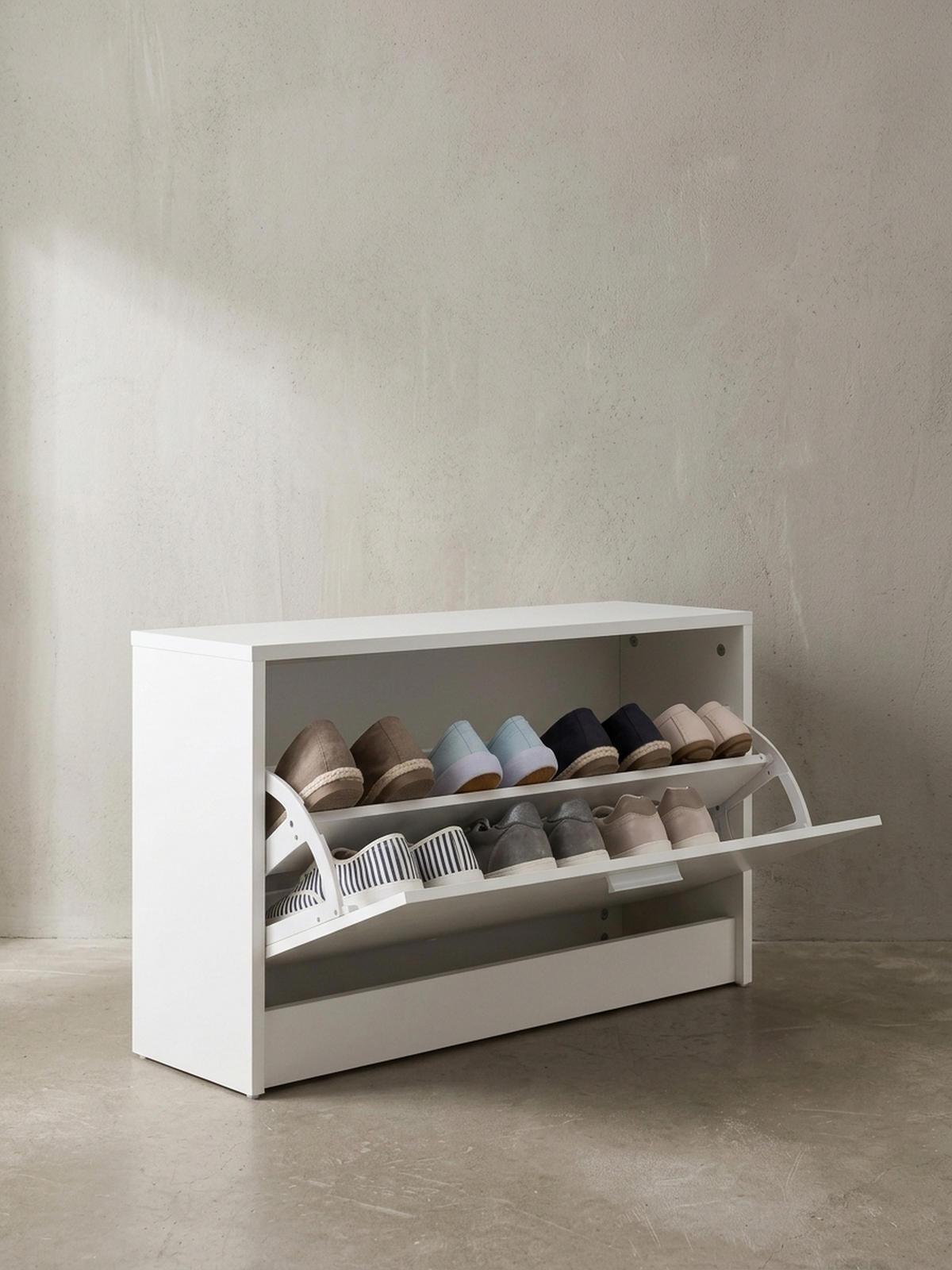 SCHUHKIPPER aus Holz in Weiß mit Ablage und 1 Fach, 80x24x47 cm - Weiß, Holz (80/47/24cm) - KADIMA DESIGN