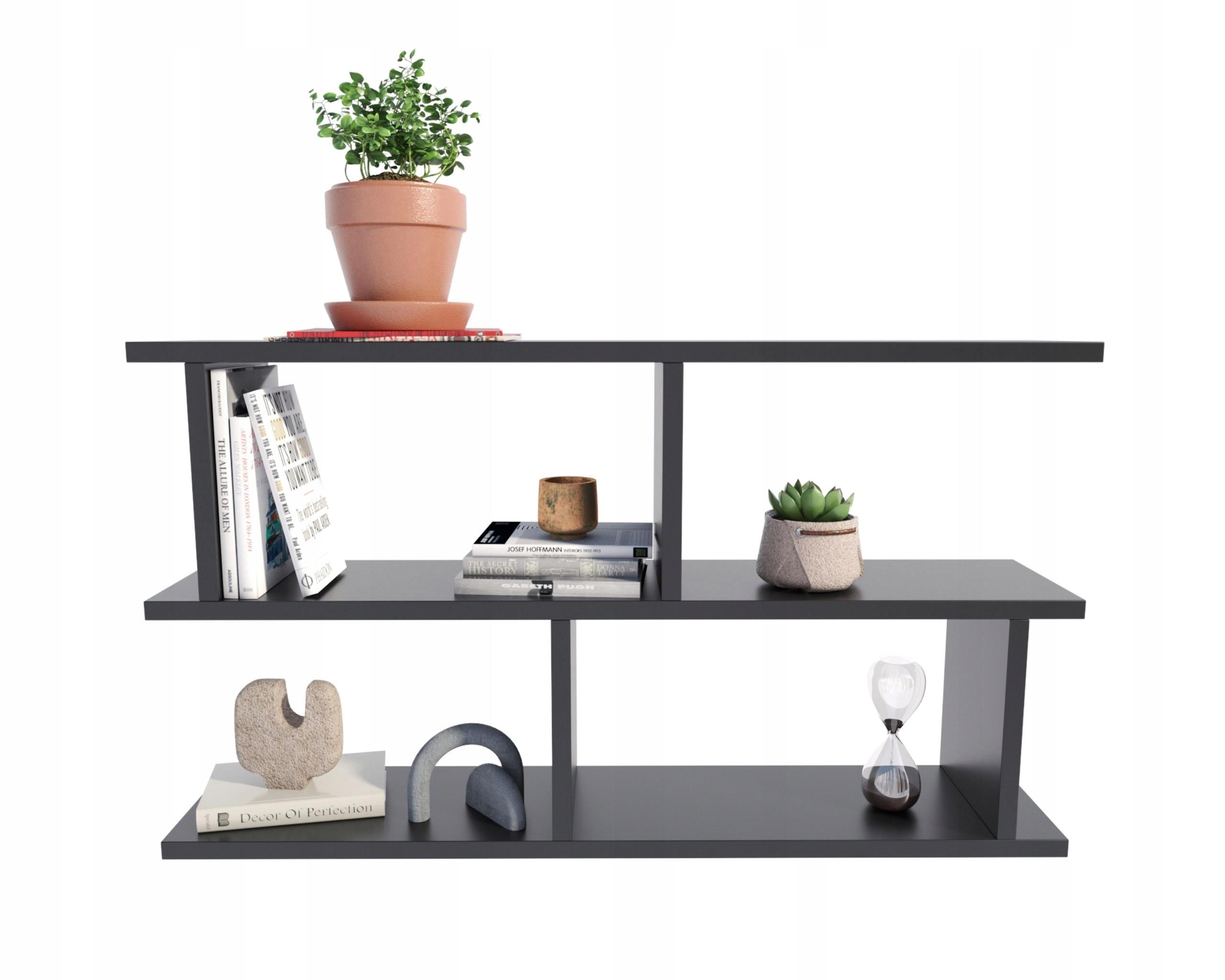 WANDREGAL LUNA 2 Versionen Schwarz 85/18/49,4 cm - Schwarz, Holzwerkstoff (85/49.4/18cm) - Matkam Möbel