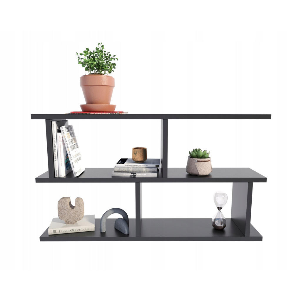 Thumbnail - Matkam Möbel Wandregal, Schwarz, Holzwerkstoff, 85x49.4x18 cm, Wohnzimmer, Regale, Wandregale
