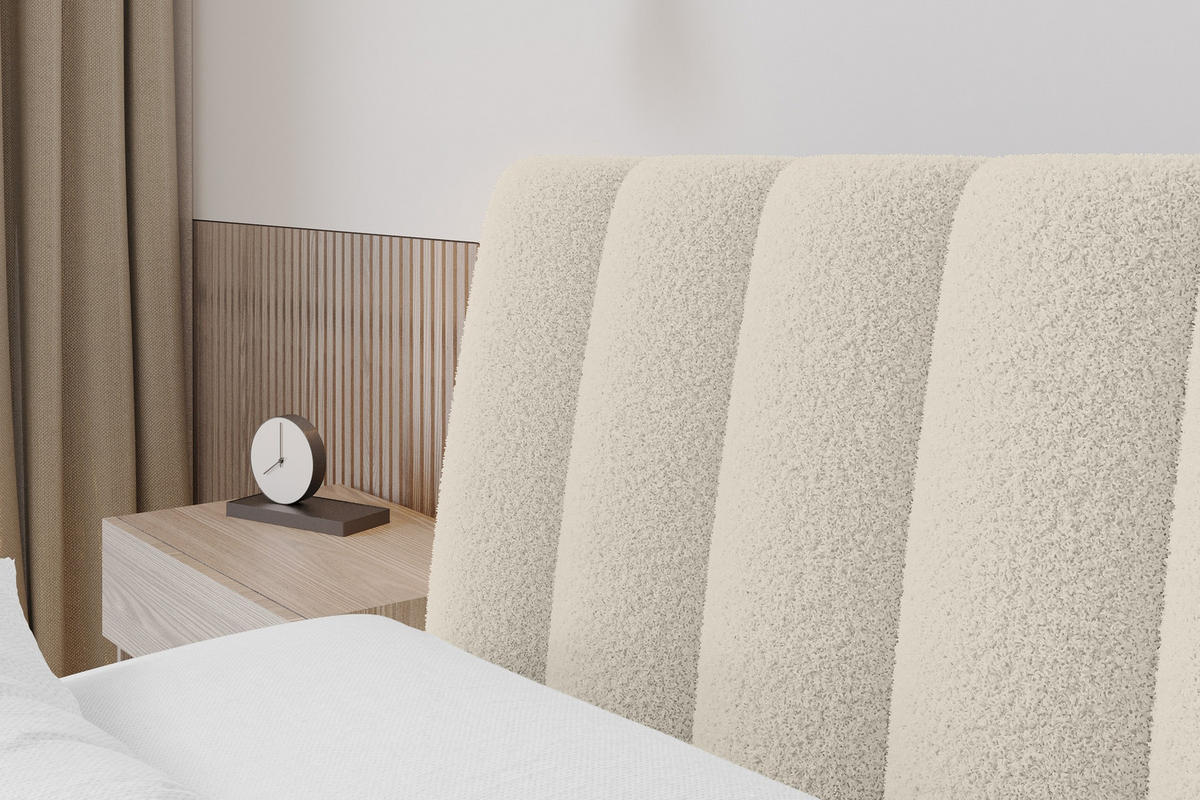 POLSTERBETT mit Bettkasten und Lattenrost, Boxbett ohne Matratze - ILAN 180x200 Beige - Sandfarben, Holzwerkstoff/Textil (180/200cm) - ALTDECOR