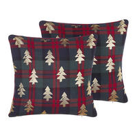 DEKOKISSEN 2er-Set Dunkelgrün 45/45 cm Cupid - Dunkelgrün, Textil (45/45cm) - Beliani