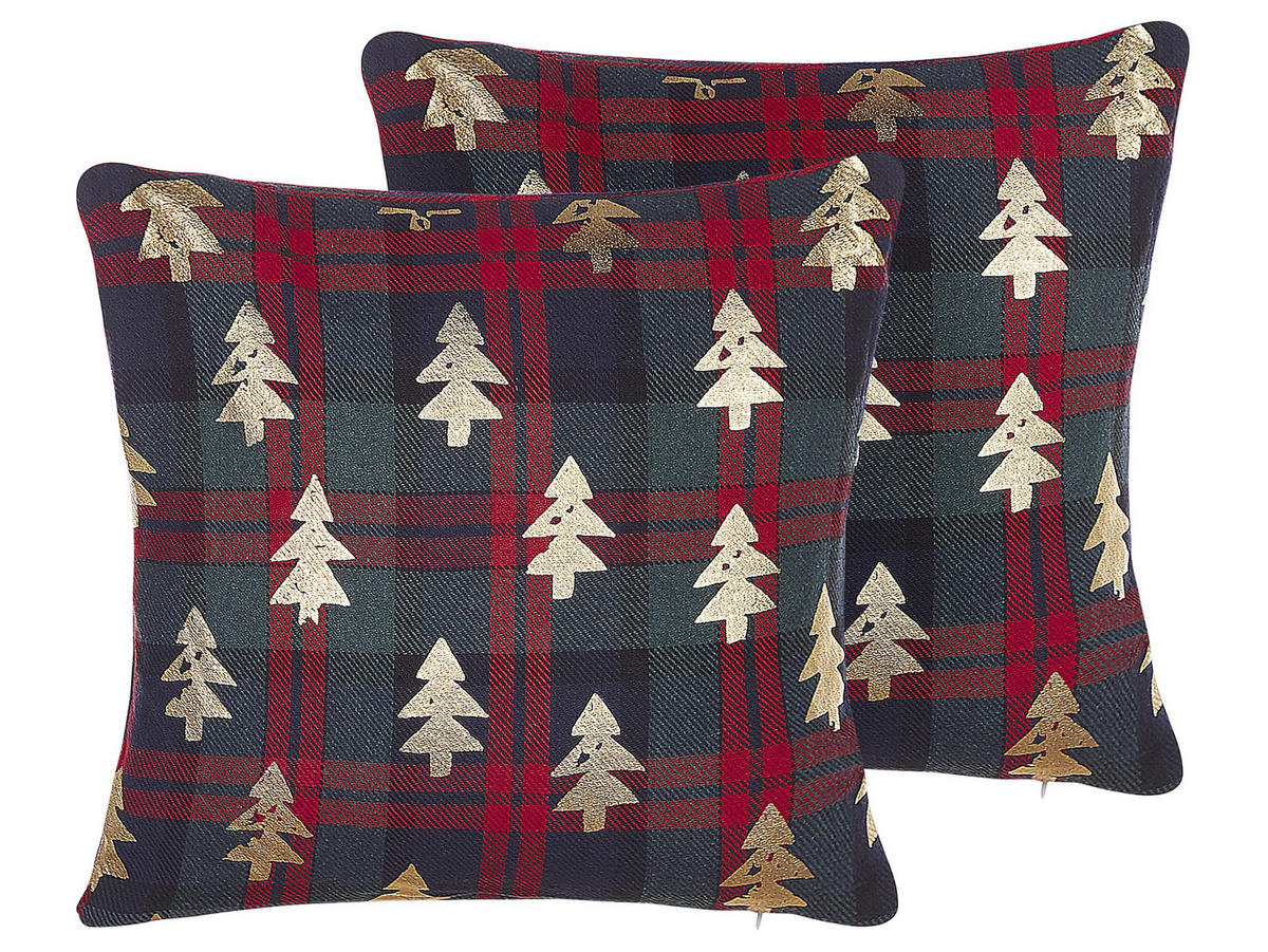 DEKOKISSEN 2er-Set Dunkelgrün 45/45 cm Cupid - Dunkelgrün, Textil (45/45cm) - Beliani