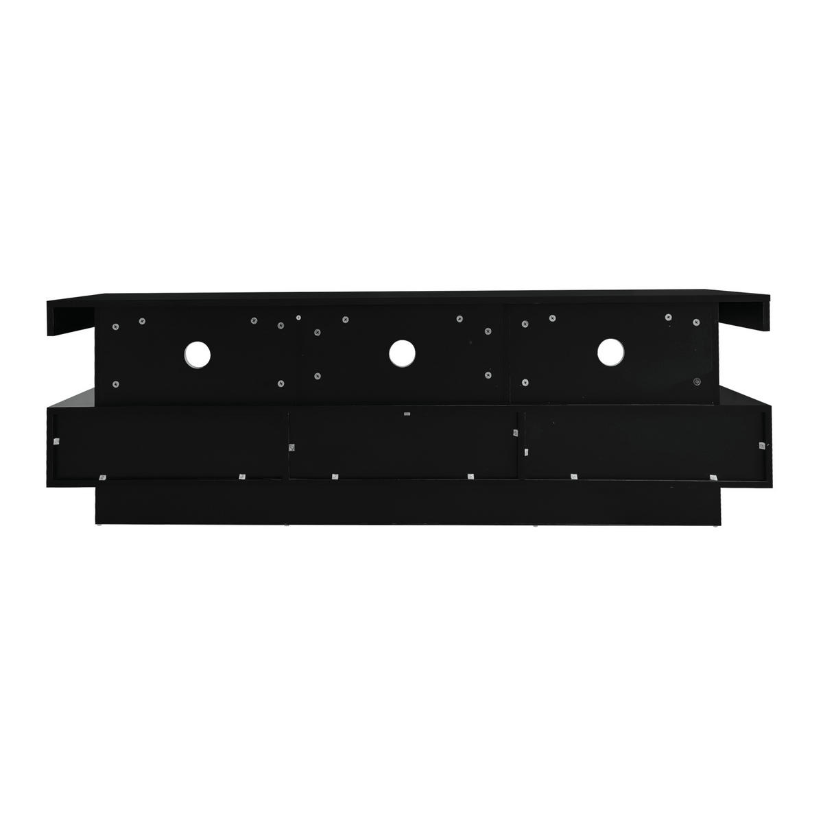 TV-SCHRANK in Schwarz Hochglanz mit 3 Glasablagen und LED 160/38/50.5 cm - Schwarz, Holzwerkstoff (160/50.5/38cm) - Redom