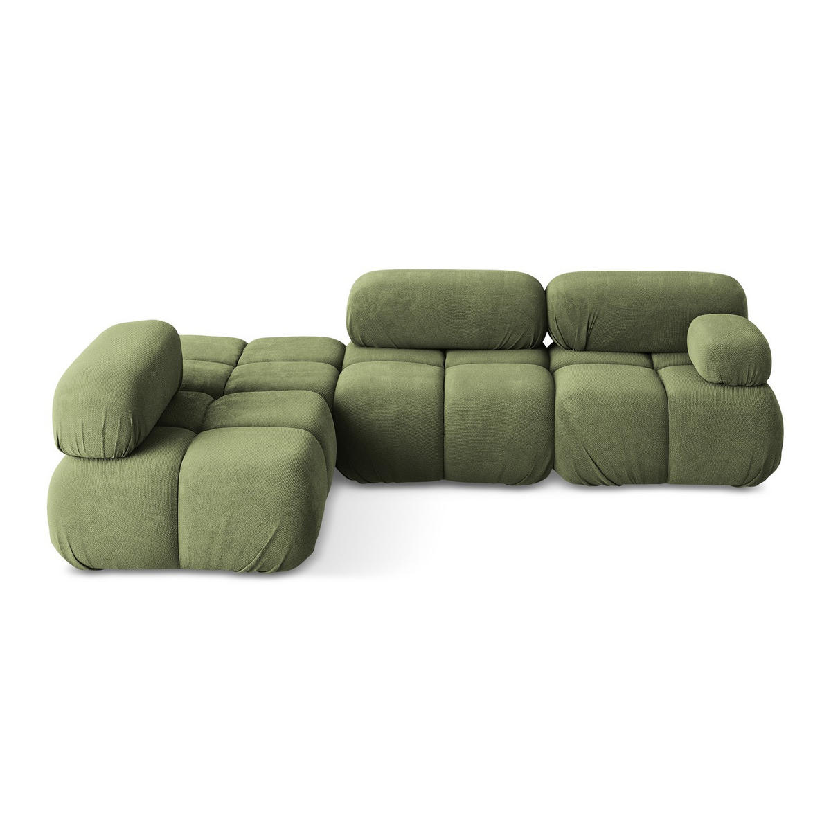 ECKSOFA Links Chenille Stoff Grün - Schwarz/Grau, Kunststoff/Textil (190/285cm) - LaMiaSofa