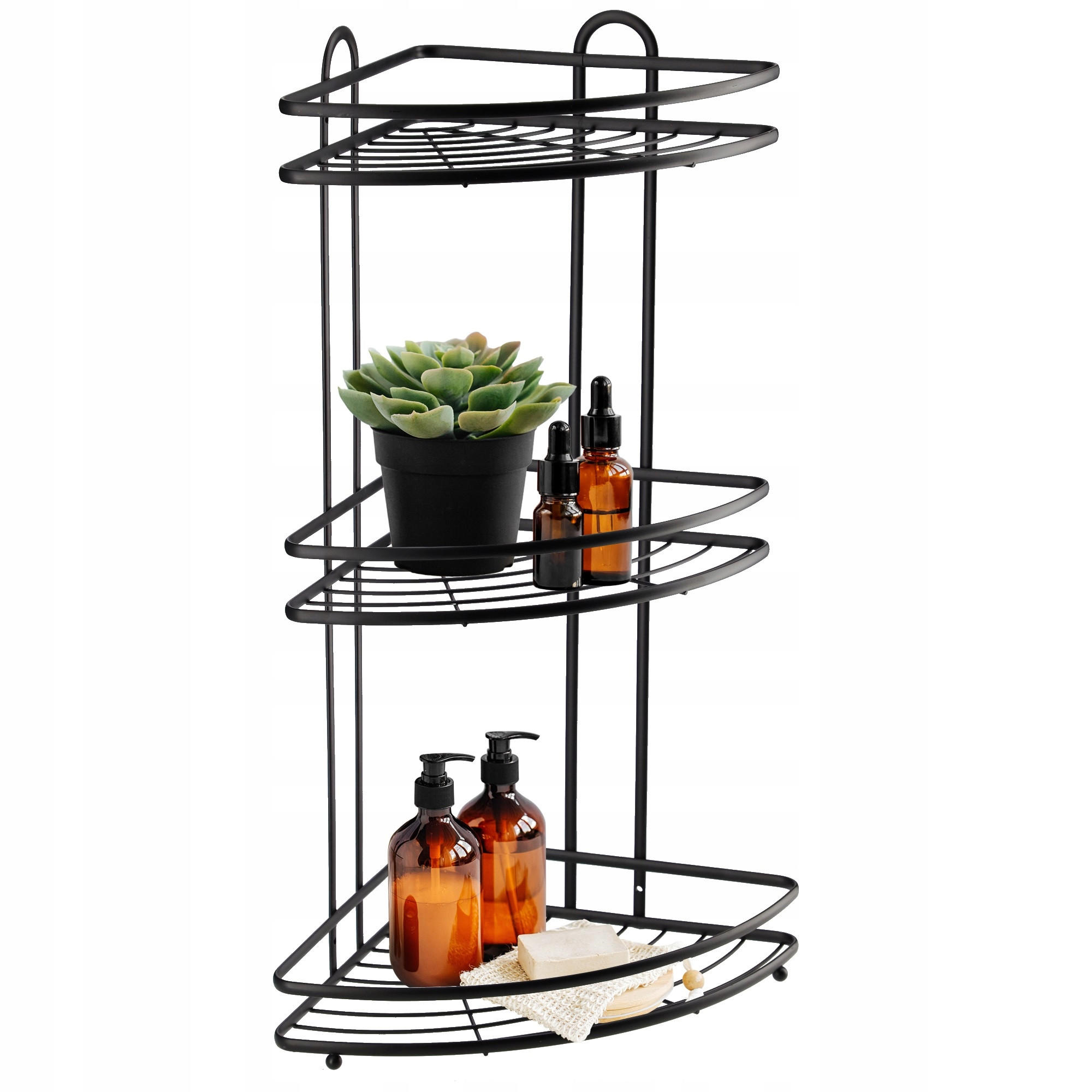 BADEZIMMER-ECKREGAL schwarz - Schwarz, Metall (26/58cm) - KADAX