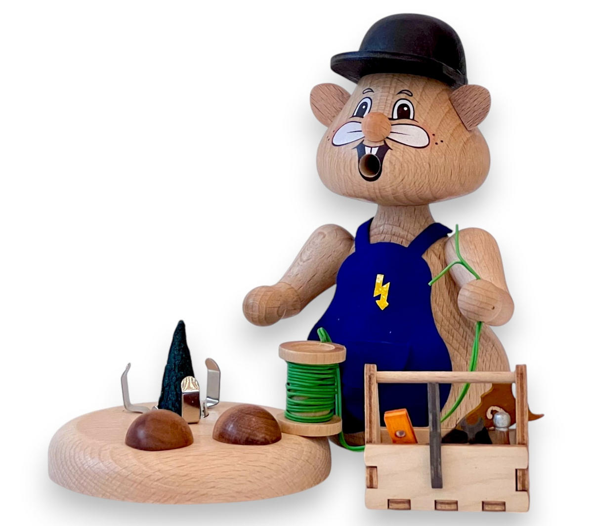 RAUCHFIGUR Hamster Elektriker 13 cm - Multicolor, Holz (8/13/0.1cm)