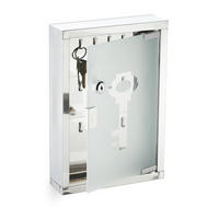 SKRINKA na kľúče - strieborná, kov/sklo (22/32/6cm) - Relaxdays