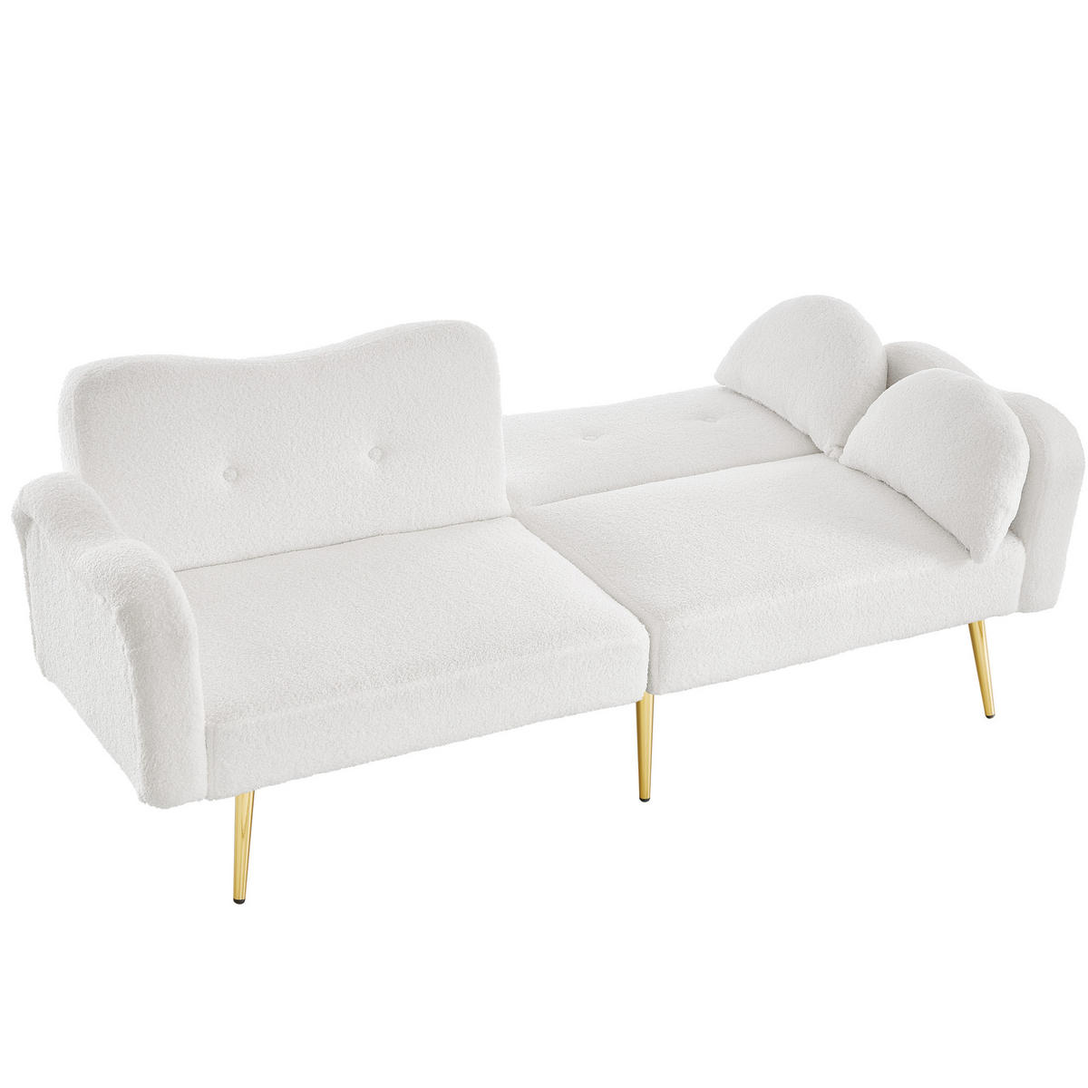 SOFABETT mit Schlaffunktion 155 x 85,5 cm White 2er-Kissen - Weiß, Kunststoff (175/82/79cm) - Meubliv