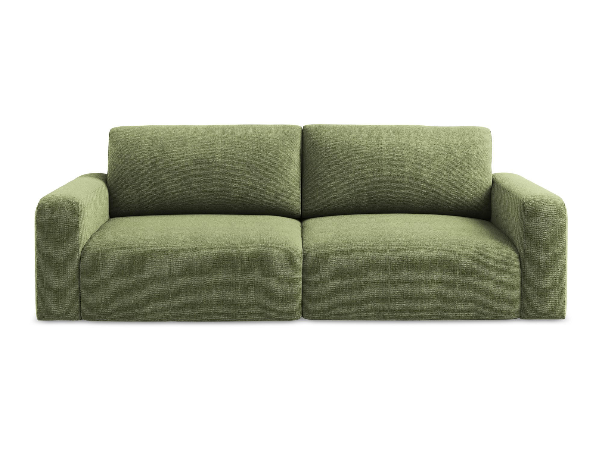 3-SITZER SOFA mit Schlaffunktion Chenille Stoff Grün - Schwarz/Grau, Kunststoff/Textil (244/79/102cm) - Makamii